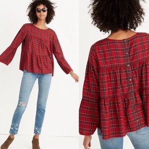 Madewell Plaid baby doll top